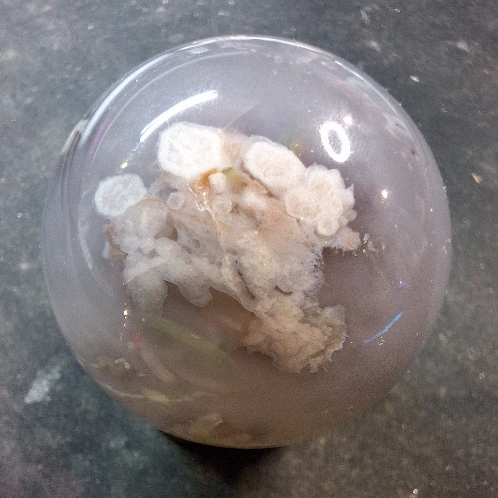 Black flower agate sphere